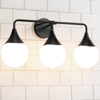 Hahzt Bathroom Vanity Light Fixtures 3 Lights Mid Century Modern Bathroom Lighting Fixtures Over Mirror Matte Black Wall Scon