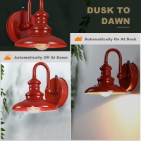 Lonedruid Dusk To Dawn Sensor Outdoor Gooseneck Barn Light Fixtures Red Exterior Wall Sconce Lighting Rustic Outside Porch Lante