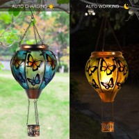 Butterfly Hot Air Balloon Solar Lantern Solar Hot Air Balloon Flickering Flame Hanging Garden Light Candle Led Light Glass Me