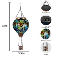 Butterfly Hot Air Balloon Solar Lantern Solar Hot Air Balloon Flickering Flame Hanging Garden Light Candle Led Light Glass Me