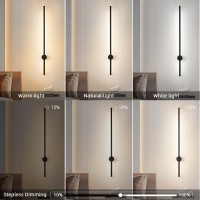 Keluoly Modern Black Plug In Wall Sconce With Remote Dimmable 315 Led Wall Sconces Set Of Two With Memory Function Adjustab