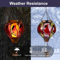 Cardinal Bird Hot Air Balloon Solar Lantern Lights Solar Hot Air Balloon Flickering Flame Hanging Garden Light Candle Led Glass