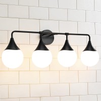 Hahzt Bathroom Vanity Light Fixtures 4Light Mid Century Modern Bathroom Lighting Fixtures Over Mirrors Matte Black Wall Scon