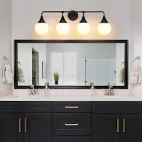 Hahzt Bathroom Vanity Light Fixtures 4Light Mid Century Modern Bathroom Lighting Fixtures Over Mirrors Matte Black Wall Scon