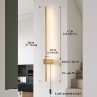 Keluoly Modern Gold Plug In Wall Sconce With Remote Dimmable 315 Led Wall Sconces Set Of Two With Memory Function Adjustabl