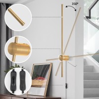 Keluoly Modern Gold Plug In Wall Sconce With Remote Dimmable 315 Led Wall Sconces Set Of Two With Memory Function Adjustabl