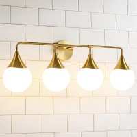 Hahzt Bathroom Vanity Light Fixtures 4 Lights Mid Century Modern Bathroom Lighting Fixtures Over Mirrors Brass Gold Wall Scon