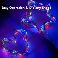 4Th Of July Decor Patriotic String Lights 4Pack Red White Blue Fairy Lights Battery Operated With Timer Waterproof 16Ft 50 Le