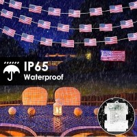 Exf 4Th Of July Decor Lights 10Ft American Flag Led String Lights With Remote 8Mode Waterproof Battery Operated Patriotic Fairy