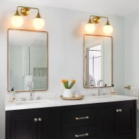 Hahzt Bathroom Vanity Light Fixtures 2Light Mid Century Farmhouse Bathroom Lighting Fixtures Over Mirror Brushed Gold Wall S