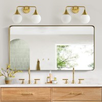 Hahzt Bathroom Vanity Light Fixtures 2Light Mid Century Farmhouse Bathroom Lighting Fixtures Over Mirror Brushed Gold Wall S