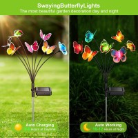 Solar Garden Lights 3 Pack Lifelike Swaying Butterfly Solar Lights For Outside 7 Color Changing Waterproof Outdoor Solar Light