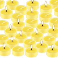 50 Pcs Citronella Tealight Candles In Clear Cup Summer Yellow Outdoor And Indoor Citronella Candle For Balcony Garden Porch