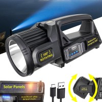 Rechargeable Spotlight 2 000 000 Lumens Led Solar Spot Lights Outdoor Handheld Long Range Flashlight With 9 Modes Solar Panels