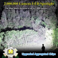 Rechargeable Spotlight 2 000 000 Lumens Led Solar Spot Lights Outdoor Handheld Long Range Flashlight With 9 Modes Solar Panels