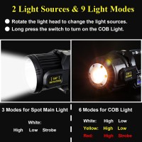 Rechargeable Spotlight 2 000 000 Lumens Led Solar Spot Lights Outdoor Handheld Long Range Flashlight With 9 Modes Solar Panels