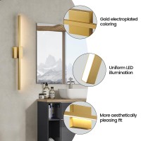 Epinl Gold Bathroom Vanity Light 315 Inch Brushed Gold Bathroom Light Fixture Over Mirror 22W Led Dimmable Wall Sconce Lighti