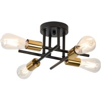 4 Light Mid Century Semi Flush Mount Ceiling Lights Fixture For Kitchen Bedroom Living Room Hallway Dining Room Black And G