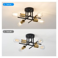 4 Light Mid Century Semi Flush Mount Ceiling Lights Fixture For Kitchen Bedroom Living Room Hallway Dining Room Black And G