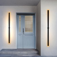 Agrantop 2Pack 47.8Inch Outdoor Wall Light Fixtures, 32W Long Led Wall Sconce 3000K/4500K/6500K Color Temperature Waterproof Ip65 Exterior Matte Black Modern Wall Lamp For House Garage Porch