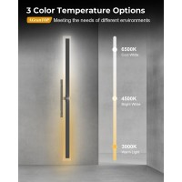 Agrantop 2Pack 47.8Inch Outdoor Wall Light Fixtures, 32W Long Led Wall Sconce 3000K/4500K/6500K Color Temperature Waterproof Ip65 Exterior Matte Black Modern Wall Lamp For House Garage Porch