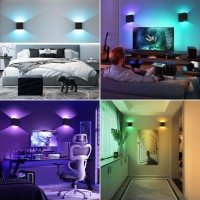 Colored Wall Sconces With Remote Set Of 2 Rechargeable Wall Light Battery Operated Black Up And Down Lighting Indoor For Hallw