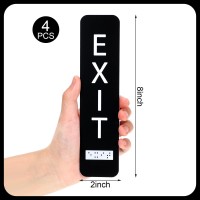 Tandefio 4 Pcs Vertical Exit Sign With Braille 8X2 Inch Exit Signs For Business Adacompliant Braille And Raised Letters Ada Exi