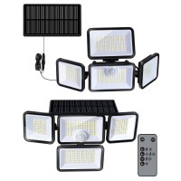 Brthera Solar Outdoor Lights Ip67 Waterproof Motion Sensor Outdoor Lights With Remote Control 4 Heads Solar Flood Wall Lights