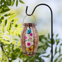 Starsoul Butterfly Outdoor Solar Lantern Metal Stained Glass Butterfly Solar Light Waterproof Butterfly Tabletop Lamp With Holl