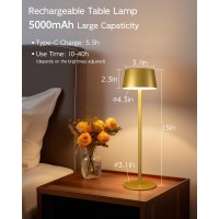 Fizrice 2 Pack Led Cordless Table Lamps 5000Mah Rechargeable Battery Operated Lamp 3 Color Stepless Dimmable Touch Lamp Small