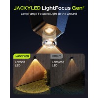 Jackyled Solar Fence Lights 50 Lumens Led Deck Lights Solar Powered With Lens 10 Light Modes Ip65 Waterproof Outdoor Fence Li