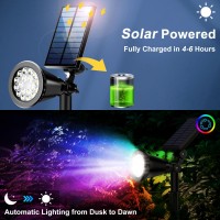 Wwoaa Solar Spot Lights Outdoor Color Changing Solar Lights Outdoor Waterproof 2In1 18Led Wallground Solar Spotlights For G