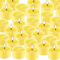 50 Pcs Yellow Tealight Candles In Clear Cup 8 Hour Burn Time Outdoor And Indoor Citronella Tea Candle For Balcony Garden Por