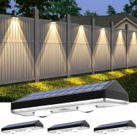 Solar Fence Lights Rgb Warm White 6 Colors Bright Lens Led Dusk To Dawn Deck Light Fence Solar Lights Outdoor Waterproof