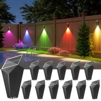 Jackyled Solar Fence Lights Outdoor Waterproof Led 50 Lumens Bright Fence Lights Solar Powered Rgb 8 Colors Solar Outdoor Li