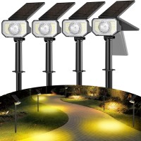 Quntis Solar Spot Lights Outdoor Super Bright 261 Led 3 Warm Lighting Modes 2In1 Adjustable Solar Landscape Spotlights For