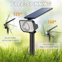 Quntis Solar Spot Lights Outdoor Super Bright 261 Led 3 Warm Lighting Modes 2In1 Adjustable Solar Landscape Spotlights For