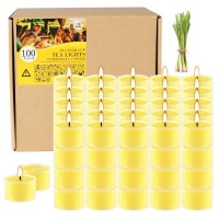 100 Pcs Yellow Tealight Candles In Clear Cup 8 Hour Burn Time Outdoor And Indoor Citronella Tea Candle For Balcony Garden Po