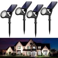 Wwoaa Solar Spot Lights Outdoor 800 Lumens Bright Solar Lights Outdoor Waterproof 2In1 18Led Wallground Solar Spotlights Fo