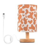 Joisal Abstract Pattern Cow Orange Lamps For Bedroom Nightstand Linen Lampshade Night Table Lamps, Dorm Room Decor