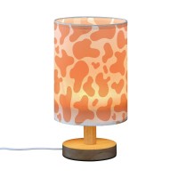 Joisal Abstract Pattern Cow Orange Lamps For Bedroom Nightstand Linen Lampshade Night Table Lamps, Dorm Room Decor