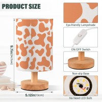 Joisal Abstract Pattern Cow Orange Lamps For Bedroom Nightstand Linen Lampshade Night Table Lamps, Dorm Room Decor