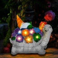 Bhluuiyer Garden Gnomes Turtle Outdoor Decorations Solar Statues With Succulent And 6 Led Lights, Garden Gnome Decor Statue For Patio, Yard, Balcony, Lawn Ornament, Garden Gifts For Women/Mom/Grandma