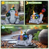 Bhluuiyer Garden Gnomes Turtle Outdoor Decorations Solar Statues With Succulent And 6 Led Lights, Garden Gnome Decor Statue For Patio, Yard, Balcony, Lawn Ornament, Garden Gifts For Women/Mom/Grandma