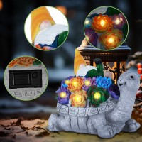 Bhluuiyer Garden Gnomes Turtle Outdoor Decorations Solar Statues With Succulent And 6 Led Lights, Garden Gnome Decor Statue For Patio, Yard, Balcony, Lawn Ornament, Garden Gifts For Women/Mom/Grandma