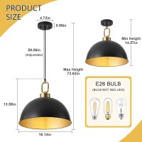 Farmhouse Pendant Light Fixture 1 Pack Space Saving Industrial 161 Inch Hanging Light Matte Black With Gold Handle Adjustabl