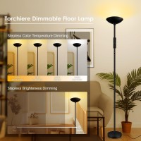 Bricosmocon Stepless Dimmable Floor Lamp 30W 3000Lm Super Bright Led Torchiere Floor Lamps With Remote Touch Control 71 In Tal