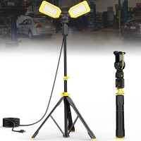 Hyperlite Led Work Light With Stand 12000Lumen 2 Adjustable Head Work Light With Telescoping Tripod Waterproof Portable Workl