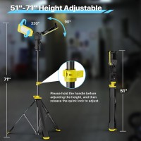 Hyperlite Led Work Light With Stand 12000Lumen 2 Adjustable Head Work Light With Telescoping Tripod Waterproof Portable Workl