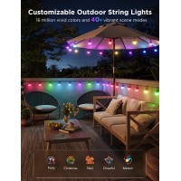 Govee Smart Outdoor String Lights 2 144Ft Rgbic Outdoor Lights With Dimmable Warm White Led Bulbs For Halloween 47 Scene Modes